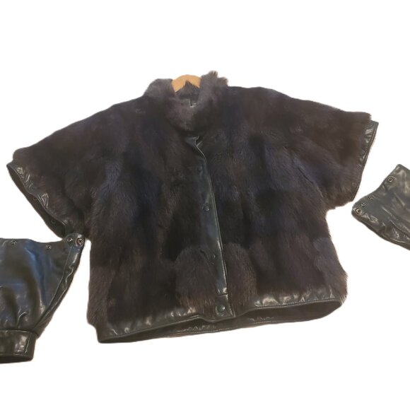 Vintage Retro Mink Fur & Leather Jacket / Waistcoat – Removable Sleeves - Picture 12 of 16